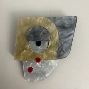Contemporary Avant Garde Abstract Picasso-Like Face Pin Brooch. Jewelry